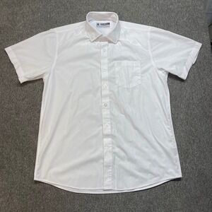 DIXXON Performance Bamboo Blend Short Sleeve Button Up Shirt Men's Large White